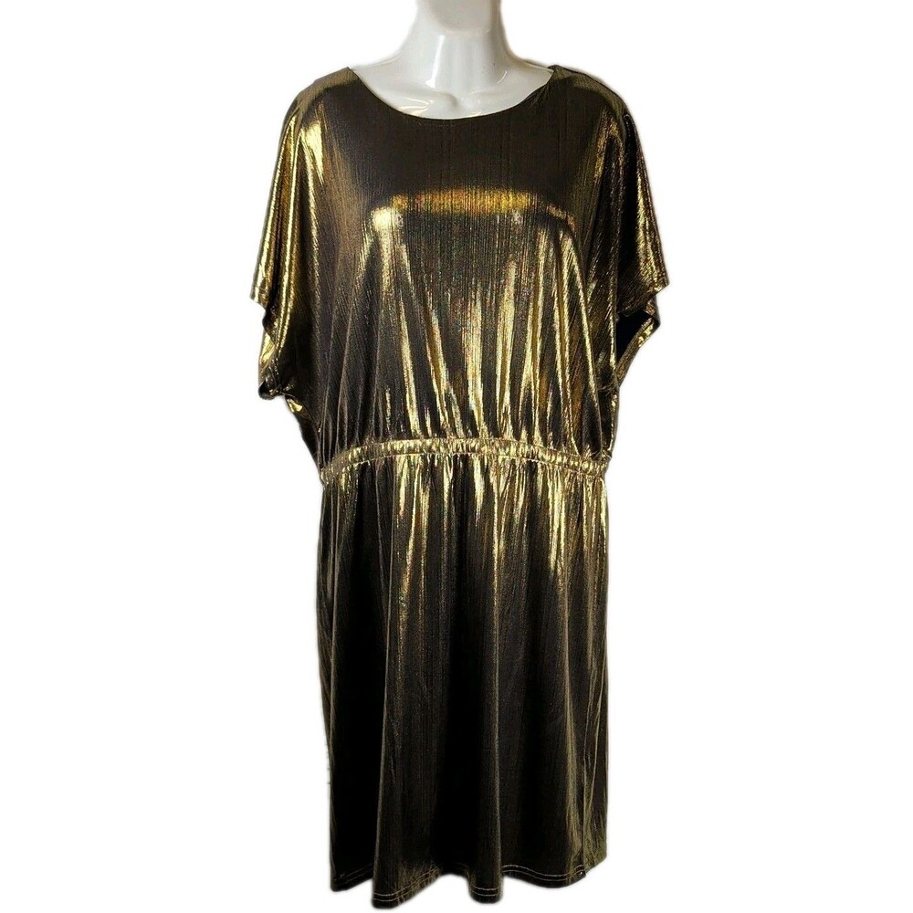 Molly Bracken Gold Metallic Dress - Size Large - Goddess NWOT
